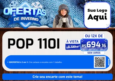Modelo de Cartaz para Cartaz A4 Horizontal com o tema Ofertas de Inverno para Concessionaria de Motos