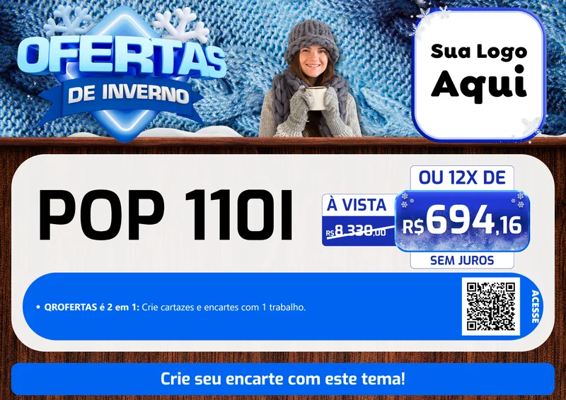 Modelo de Cartaz para Cartaz A4 Horizontal com o tema Ofertas de Inverno para Concessionaria de Motos