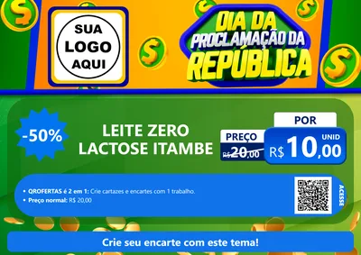 Modelo de Cartaz para Cartaz A4 Horizontal com o tema Dia Da Proclamação da República para Frios e Laticínios