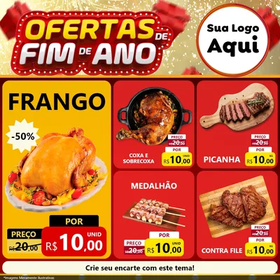 Modelo de Rede Social para Feed Facebook com o tema Ofertas de Fim de Ano para Assados