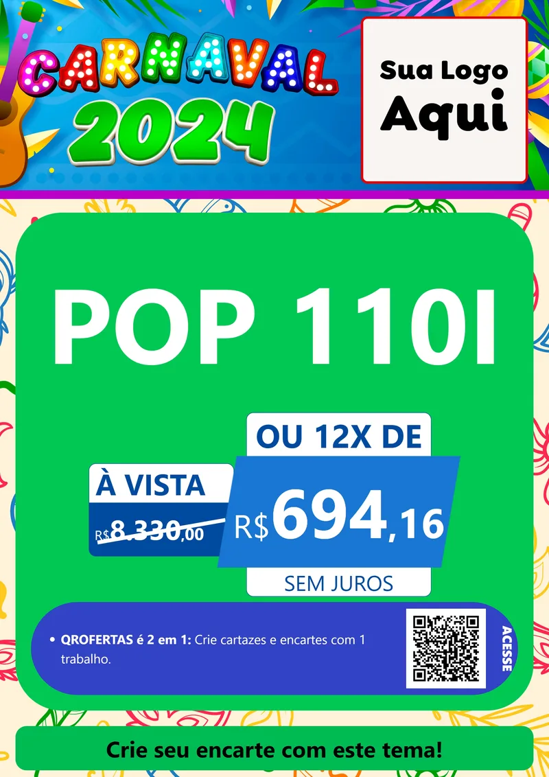 Modelo de Cartaz para Cartaz A4 Vertical com o tema Carnaval 2027 para Concessionaria de Motos