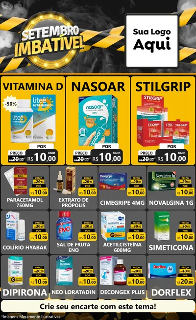 Modelo de Encarte para Encarte Grande com o tema Setembro Imbatível para Farmácia