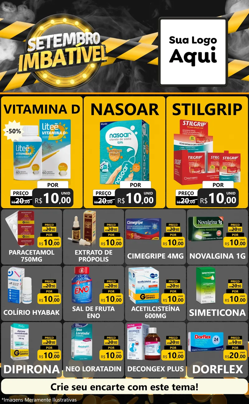 Modelo de Encarte para Encarte Grande com o tema Setembro Imbatível para Farmácia