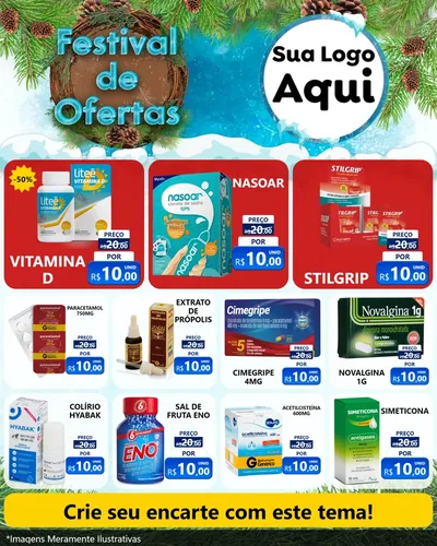 Modelo de Rede Social para Feed Instagram com o tema Festival de Ofertas - Inverno para Farmácia