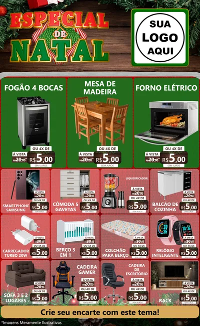 Modelo de Encarte para Encarte Grande com o tema Especial de Natal para Móveis e Eletro