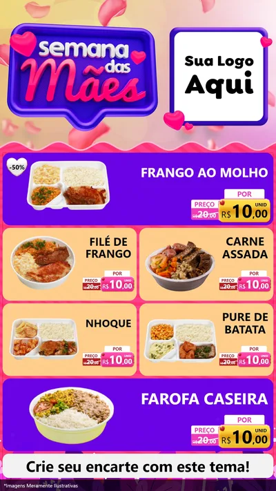 Modelo de TV para TV Vertical com o tema Semana das Mães para Restaurante