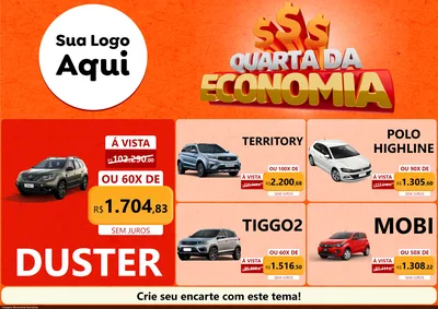 Modelo de Encarte para Encarte A4 Horizontal com o tema Quarta da Economia para Concessionaria de Carros