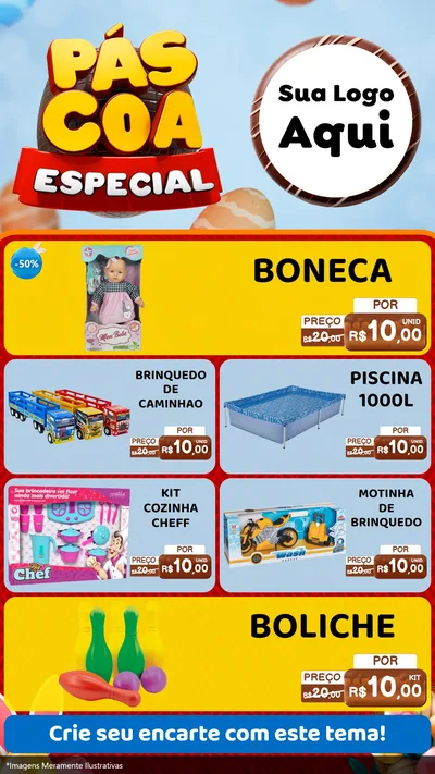 Modelo de TV para TV Vertical com o tema Páscoa Especial para Brinquedos