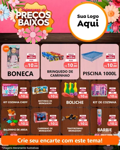 Modelo de Rede Social para Feed Instagram com o tema Primavera de Preços Baixos para Brinquedos