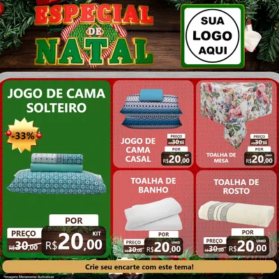 Modelo de Rede Social para Feed Facebook com o tema Especial de Natal para Cama, Mesa e Banho