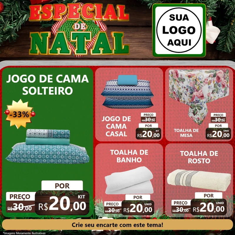 Modelo de Rede Social para Feed Facebook com o tema Especial de Natal para Cama, Mesa e Banho