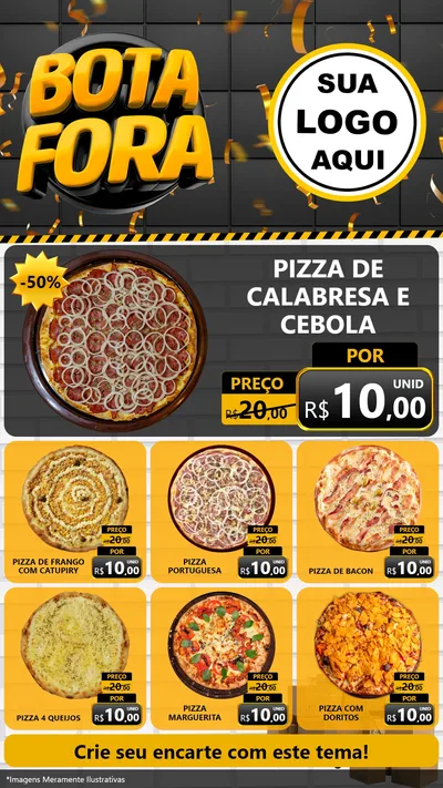 Modelo de Rede Social para Stories com o tema Bota Fora para Pizzaria