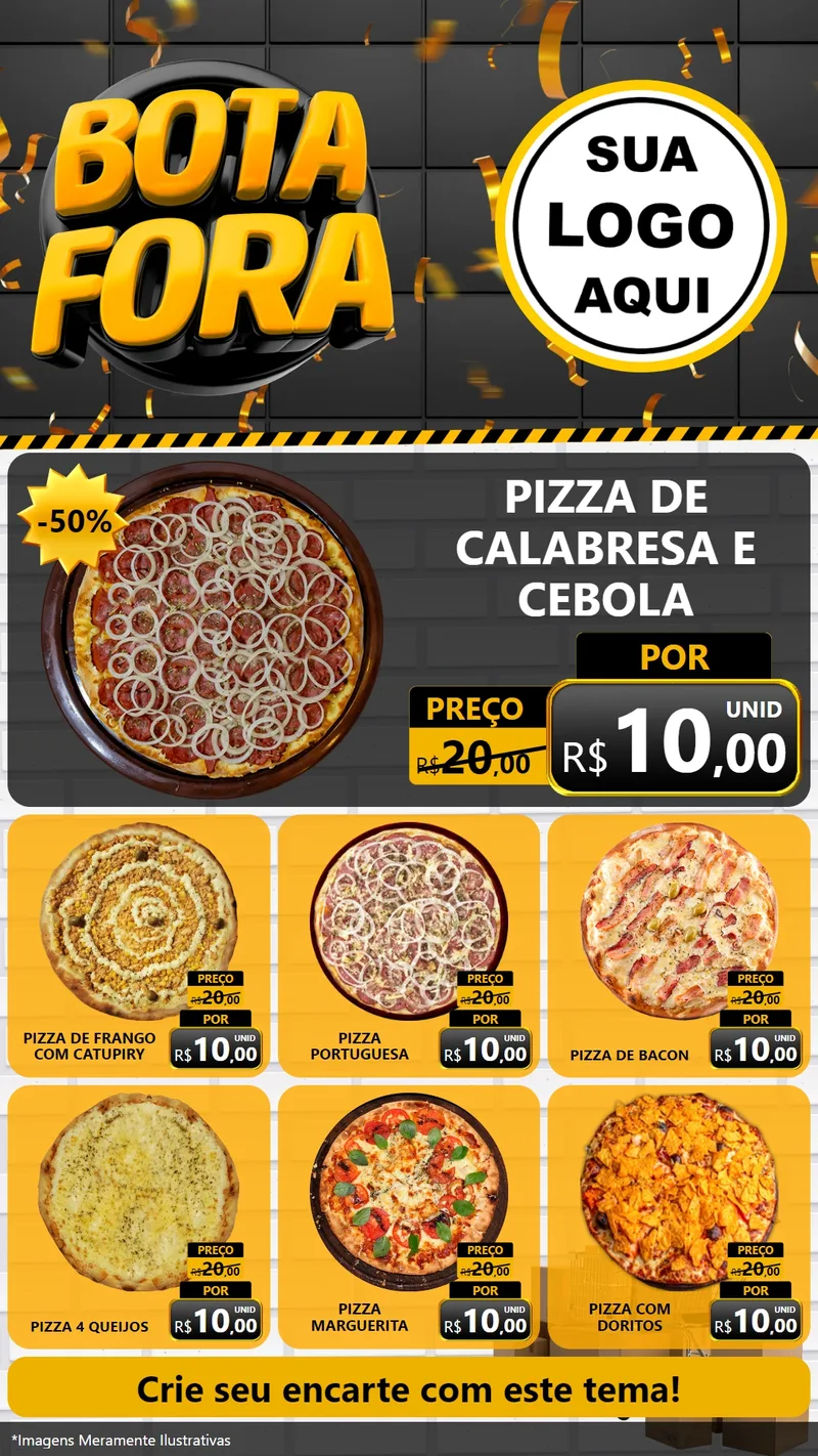 Modelo de Rede Social para Stories com o tema Bota Fora para Pizzaria