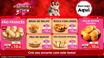 Modelo de TV para TV Horizontal com o tema Valentine's Day para Padaria