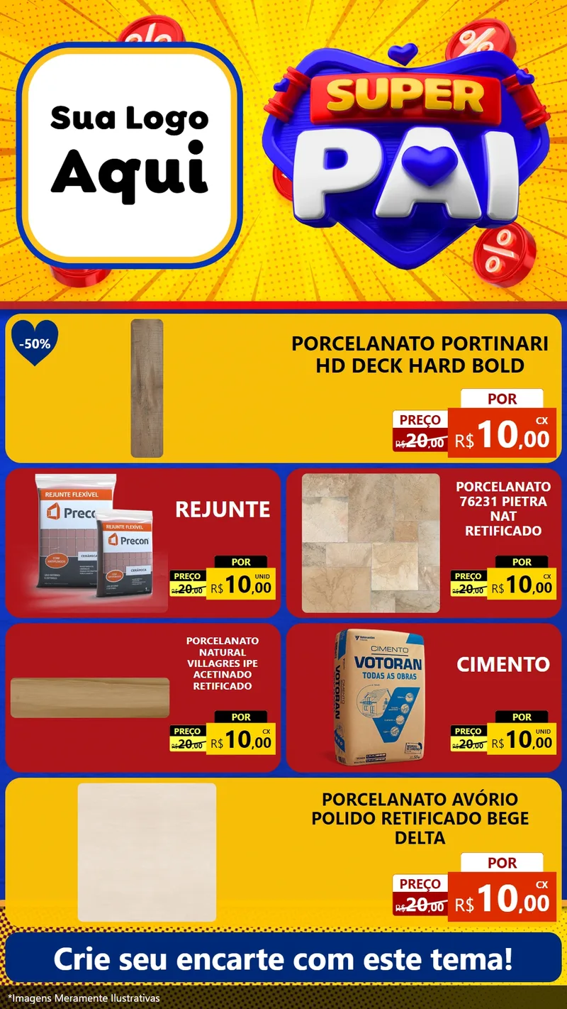 Modelo de TV para TV Vertical com o tema Super Pai para Pisos e revestimentos