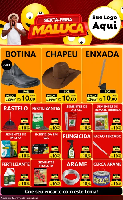 Modelo de Encarte para Encarte Grande com o tema Sexta-feira Maluca para Agropecuária
