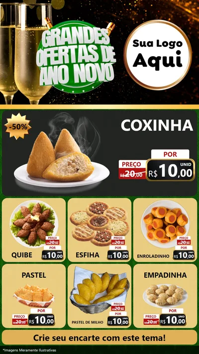 Modelo de Rede Social para Stories com o tema Grandes Ofertas de Ano Novo para Salgadaria