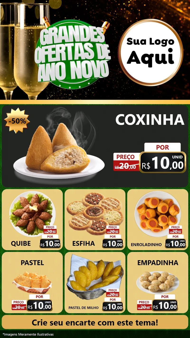 Modelo de Rede Social para Stories com o tema Grandes Ofertas de Ano Novo para Salgadaria