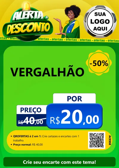 Modelo de Cartaz para Cartaz A4 Vertical com o tema Alerta de Desconto para Ferragens