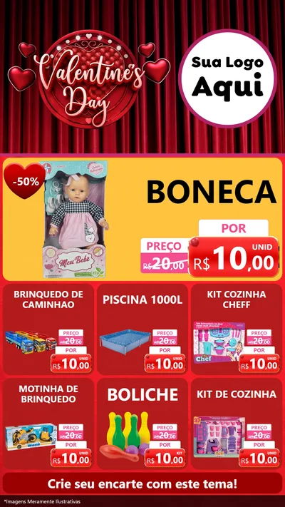 Modelo de Rede Social para Stories com o tema Valentine's Day para Brinquedos