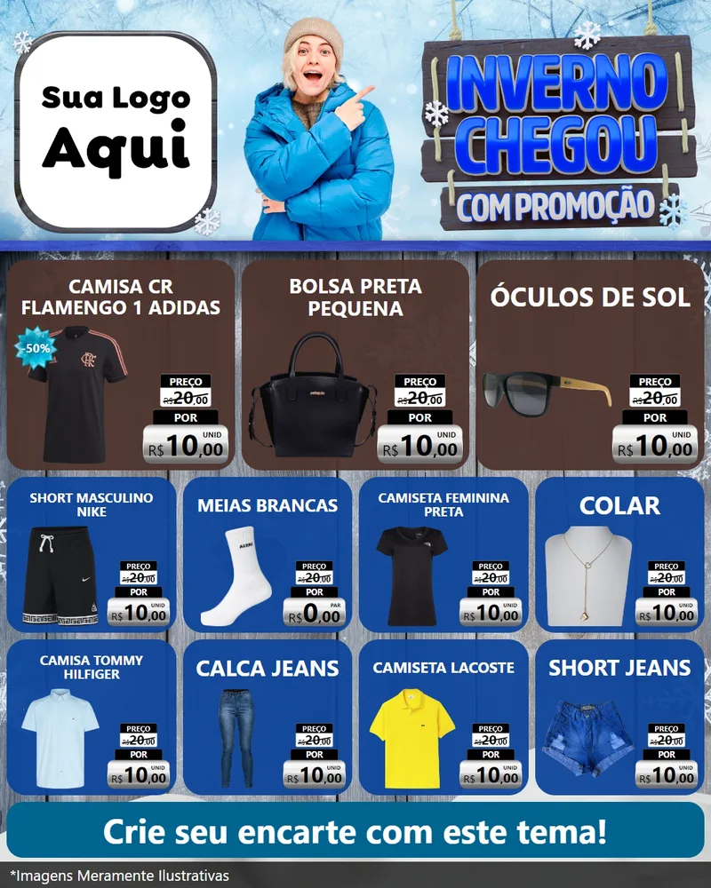 Modelo de Rede Social para Feed Instagram com o tema Inverno Chegou Com Promoção para Roupas e acessórios