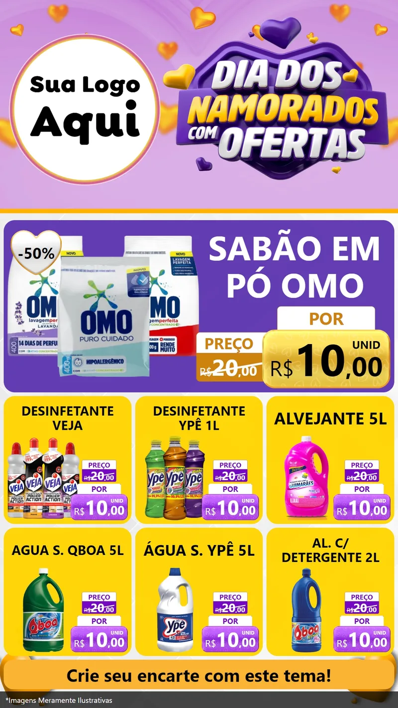 Modelo de Rede Social para Stories com o tema Dia Dos Namorados Com Ofertas para Produtos de Limpeza