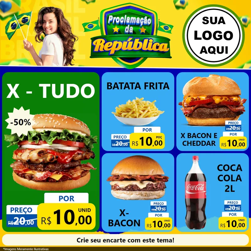Modelo de Rede Social para Feed Facebook com o tema Proclamação da República para Hamburgueria