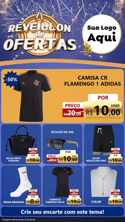 Modelo de Rede Social para Stories com o tema Réveillon de Ofertas para Roupas e acessórios