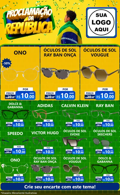 Modelo de Encarte para Encarte Grande com o tema Proclamação da República para Óticas