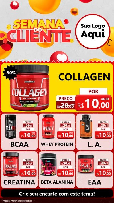 Modelo de Rede Social para Stories com o tema Semana do Cliente para Suplementos alimentares