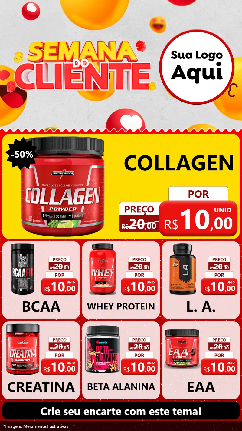 Modelo de Rede Social para Stories com o tema Semana do Cliente para Suplementos alimentares