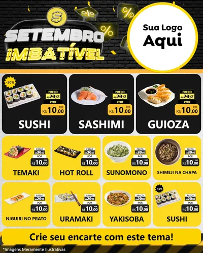 Modelo de Rede Social para Feed Instagram com o tema Setembro Imbatível para Comida japonesa