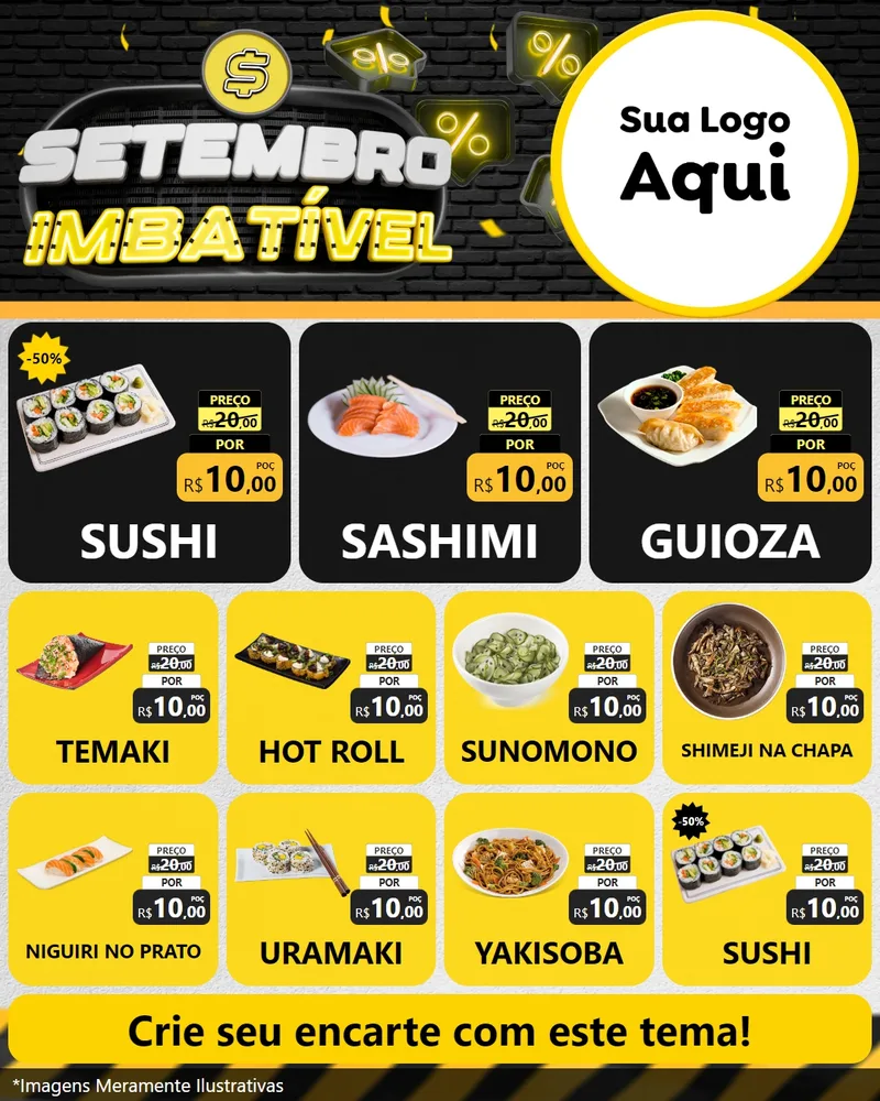 Modelo de Rede Social para Feed Instagram com o tema Setembro Imbatível para Comida japonesa