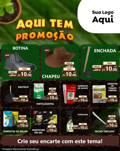 Modelo de Rede Social para Feed Instagram com o tema Aqui tem Promoção para Agropecuária