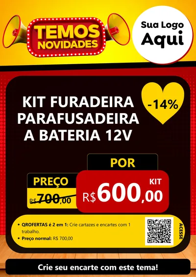 Modelo de Cartaz para Cartaz A4 Vertical com o tema Temos Novidades para Maquinas e Ferramentas