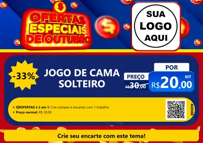 Modelo de Cartaz para Cartaz A4 Horizontal com o tema Ofertas Especiais de Outubro para Cama, Mesa e Banho