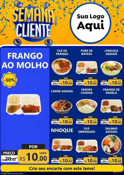 Modelo de Encarte para Encarte A4 Vertical com o tema Semana do Cliente para Restaurante