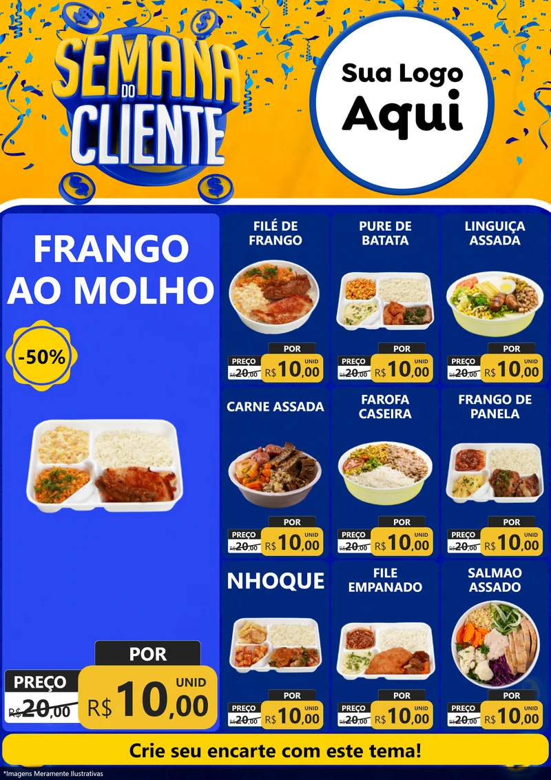 Modelo de Encarte para Encarte A4 Vertical com o tema Semana do Cliente para Restaurante