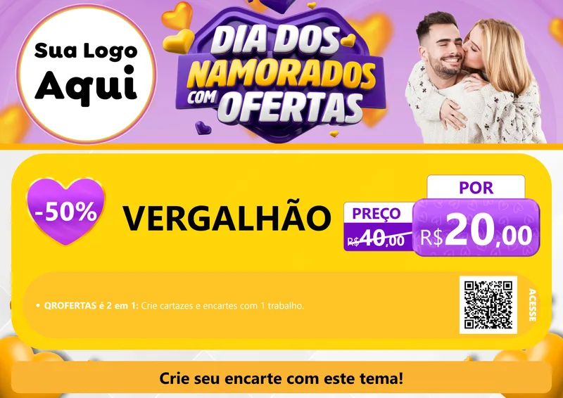 Modelo de Cartaz para Cartaz A4 Horizontal com o tema Dia Dos Namorados Com Ofertas para Ferragens
