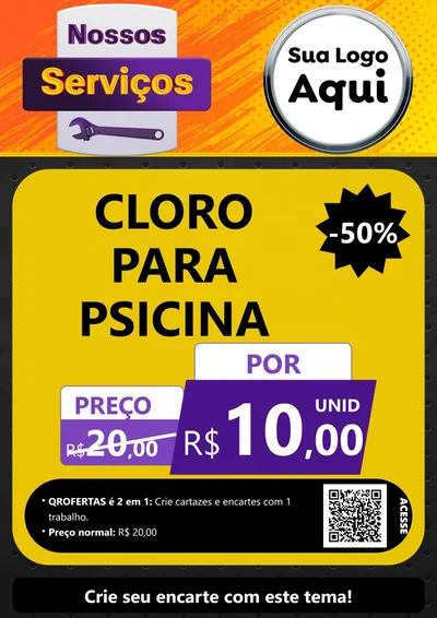 Modelo de Cartaz para Cartaz A4 Vertical com o tema Nossos Serviços para Produtos para Piscina
