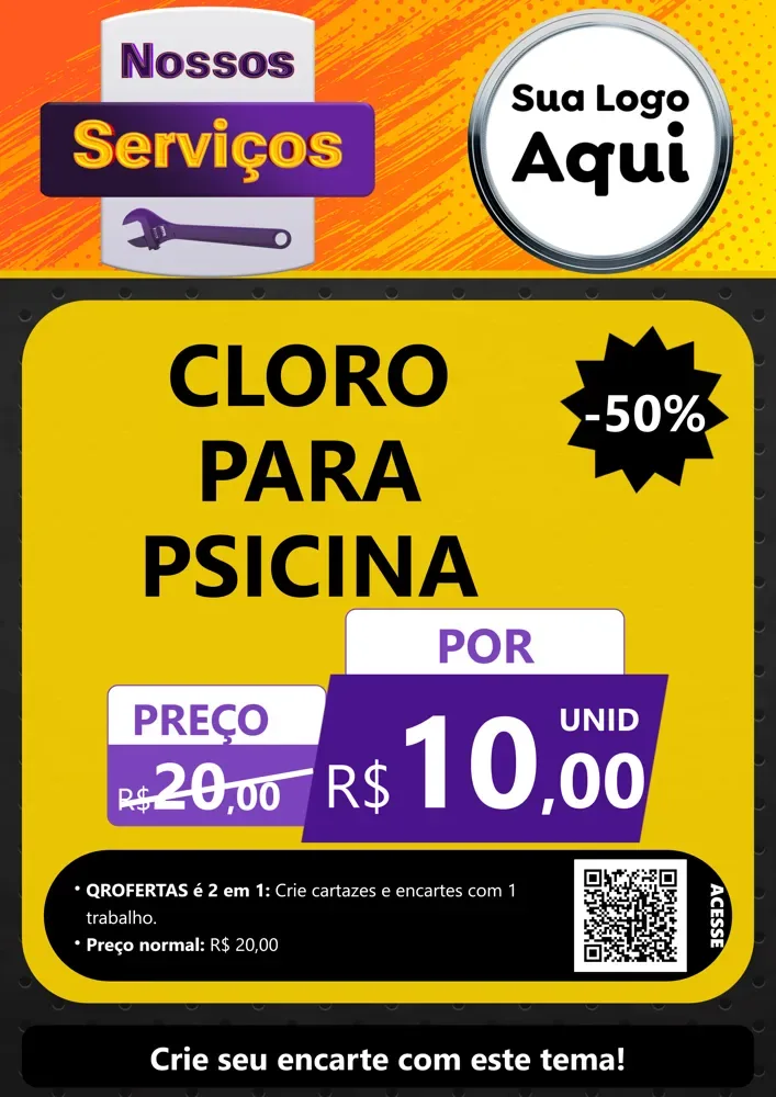 Modelo de Cartaz para Cartaz A4 Vertical com o tema Nossos Serviços para Produtos para Piscina