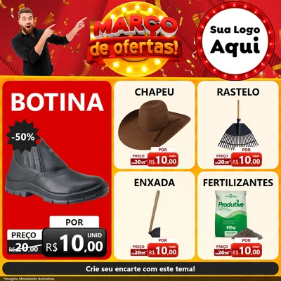 Modelo de Rede Social para Feed Facebook com o tema Março de Ofertas! para Agropecuária
