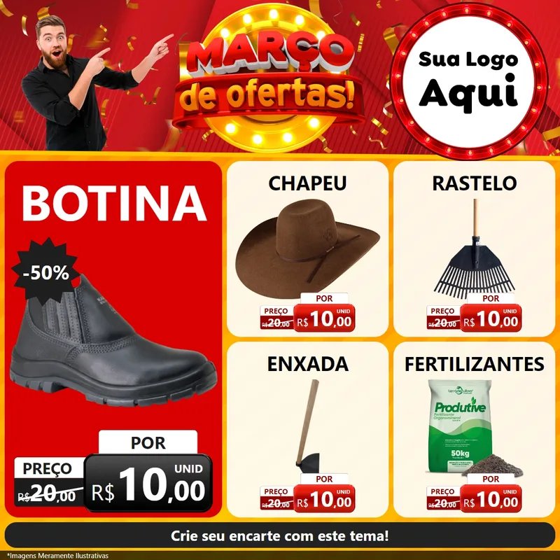 Modelo de Rede Social para Feed Facebook com o tema Março de Ofertas! para Agropecuária