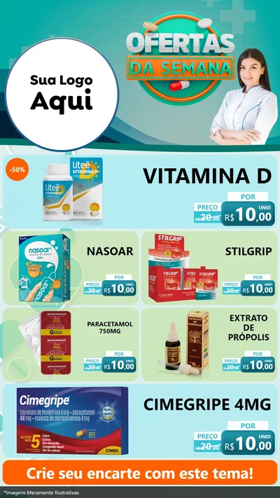 Modelo de TV para TV Vertical com o tema Ofertas da Semana para Farmácia