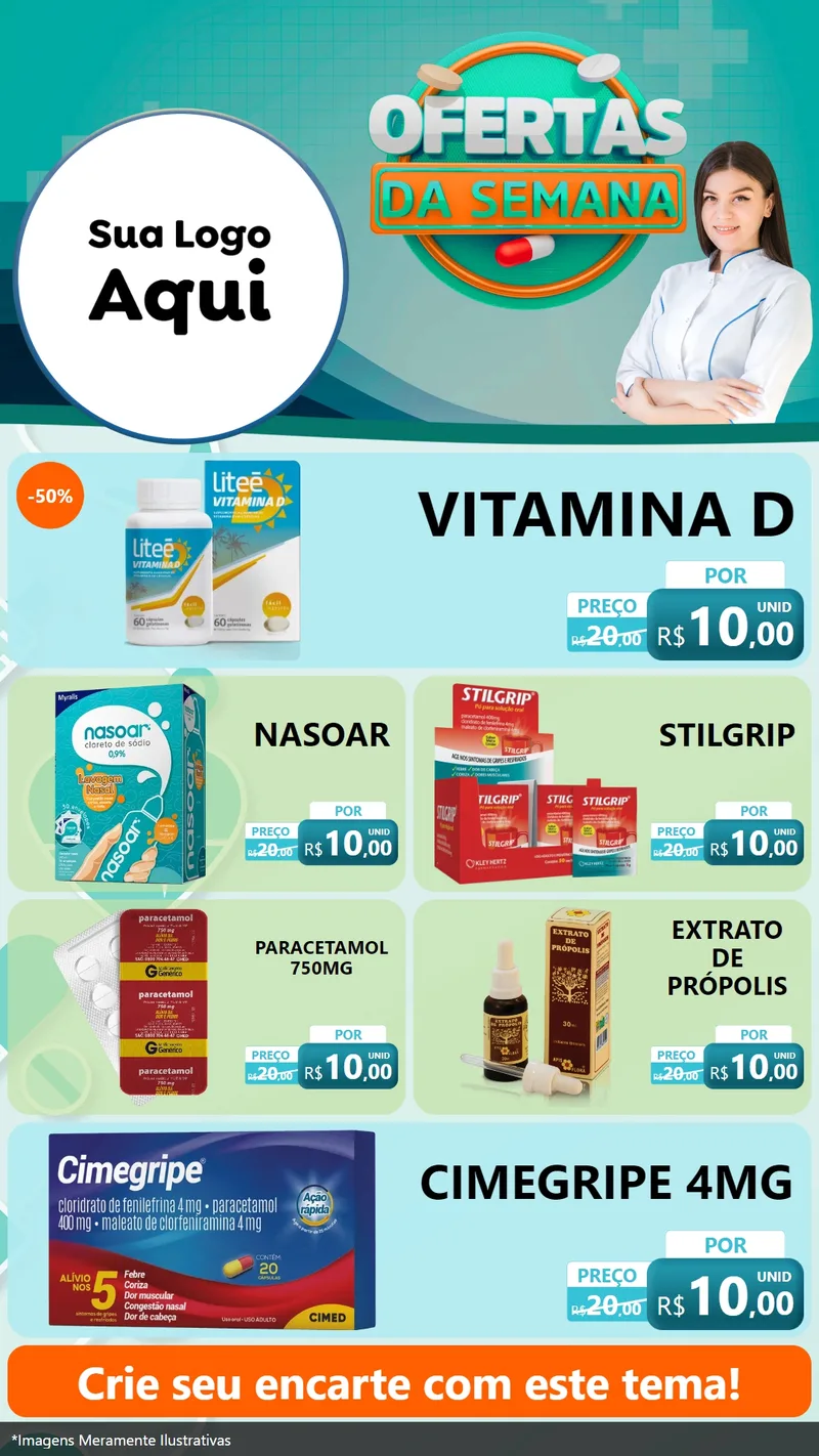 Modelo de TV para TV Vertical com o tema Ofertas da Semana para Farmácia