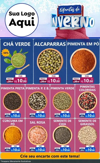 Modelo de Encarte para Encarte Grande com o tema Ofertas de Inverno para Produtos Naturais