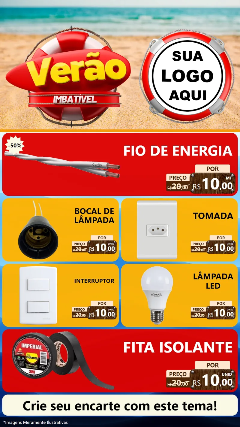 Modelo de TV para TV Vertical com o tema Verão Imbatível para Materiais Elétricos
