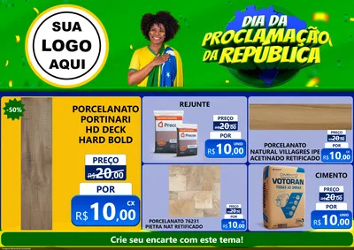 Modelo de Encarte para Encarte A4 Horizontal com o tema Dia Da Proclamação Da República para Pisos e revestimentos