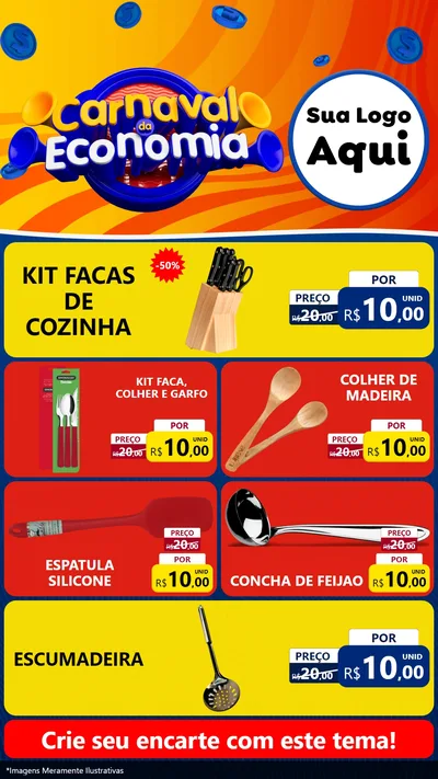 Modelo de TV para TV Vertical com o tema Carnaval da Economia para Utilidades Domésticas