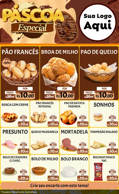 Modelo de Encarte para Encarte Grande com o tema Páscoa Especial para Padaria